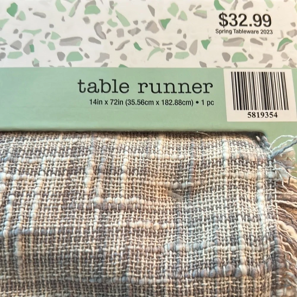The Spring shop gray & beige fringe table runner